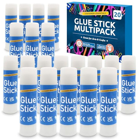 SOL 20pk Glue Sticks Multipack All Purpose Gluesticks for School & Office, Strong Stick Glue Perfect for Crafting & Scrapbooking Gluestick Mess Free Application School Glue Stick for Kids DIY Projects