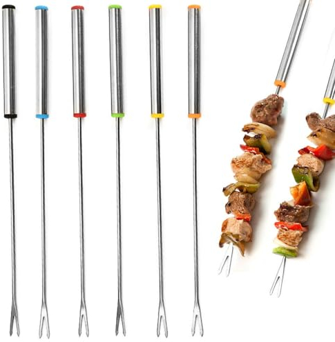 Zopseet 6 PCS Fondue Fork Stainless Steel Fondue Forks Dessert Server Skewer Fondue Pot Forks Kitchen Tool Tableware Perfect for Cheese Meat Chocolate Dessert, XOR-957