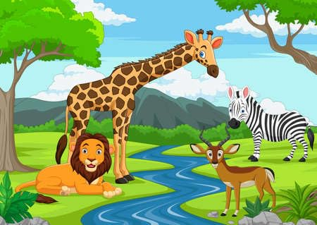 adrium Acryl-Bild 40 x 30 cm: Cartoon-Wildtiere im Dschungel (170623841)