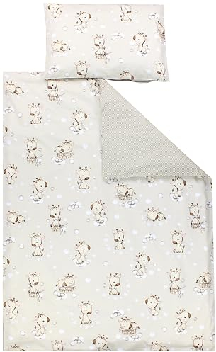 TupTam Kinder Bettwäsche Gemustert 2-Teilig Wendebettwäsche, Farbe: Giraffe Beige Punkte, Größe: 120x90 cm
