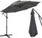Daromigo Sombrilla de 300/350 cm con manivela | Sombrilla con soporte | Sombrilla de jardín, protección UV de aluminio | Sombrilla de mercado impermeable para jardín, gris, Ø 350 cm