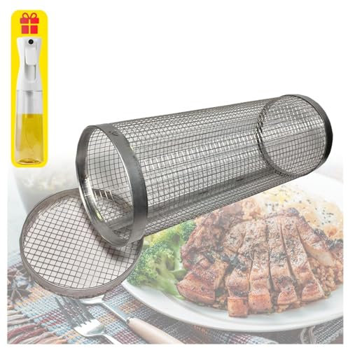 Wizvox Plancha Acero Inoxidable Barbacoa, Ccesorios Barbacoa De Obra Rejilla Barbacoa, Accesorios para Parrilla Al Aire Libre (Viene con Un Rociador De Aceite De 300ml),1pcs
