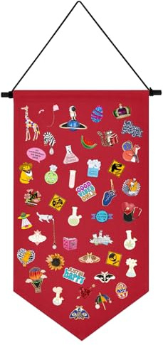 Kunyeah Organisateur de broches, boîte de rangement, toile colorée, tableau d'affichage, support, émail, épinglette, badge, suspension, bannière, boucles d'oreilles, porte-collection – Stylos non