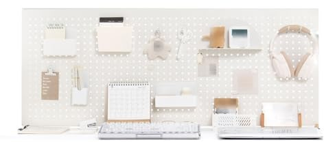 YJEUZCD Klemmbare Schreibtisch Pegboard, Freistehende Magnetische Pegboard Trennwand, Tisch Sichtschutz Panel Trennwände, Büro Arbeitsplatz Zubehör Organizer(Weiß,107x42cm)