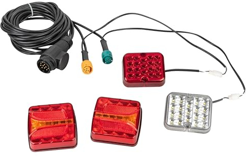AUTOLIGHT 24 LED Rückleuchten Set inkl. 5 Meter Kabelsatz 13 polig 12V mit E Prüfzeichen Rücklicht Nebelschlusslicht Rückfahrlicht für Anhänger Anhängerbeleuchtung Heckleuchten (Version 4)