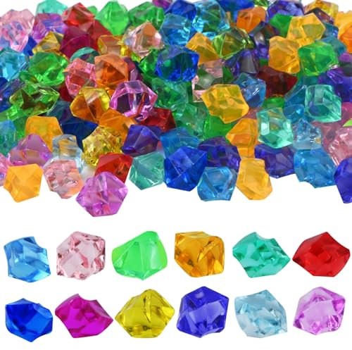 200 Stück Glitzersteine Acryl Dekosteine, Acrylsteine Glitzernde Diamanten Streudeko, Kristalle Kinder Edelsteine Ausgraben, Bunte Jewels Dekosteine Transparent, Diamanten Kinder für Party Vasenfülle