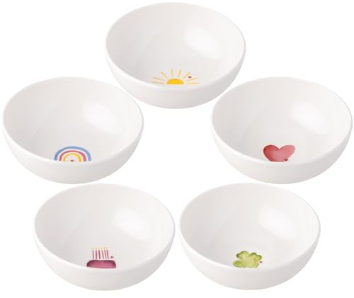 Villeroy & Boch With Love Müslischalen 5er Set, 590 ml, Vielseitige Schalen für Suppe, Salat und Ramen, Premium Porzellan, spülmaschinen- & mikrowellengeeignet, gemischte Motive