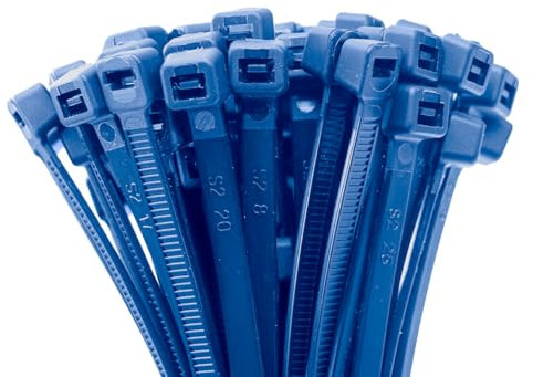 ERKO Colliers de câbles détectables Bleu 200 x 3.6 mm 100 pièces Résistance aux UV Colliers de câbles pour conteneurs de transport, Matériau contenant du métal, Premium, UL 94-V2, Polyamide 6.6