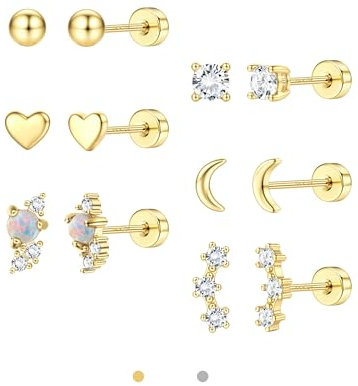 Chriscoco Pendientes Mujer Acero Inoxidable Oro Pequeños Antialergicos Piercing Oreja Cartílago Helix Tragus
