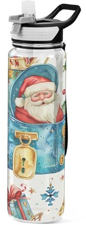 Sevdomey Bouteille d'eau mignonne avec couvercle à paille - Transparente - Étanche - Pour sport de plein air, fitness, entraînement, voyage - 950 ml