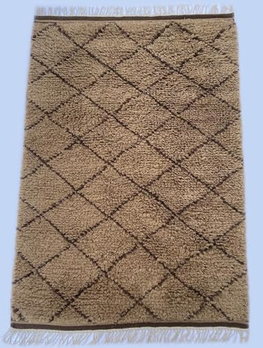 Teppich Morocco Berber Shaggy 100% Wolle Compatible with Braun Handgefertigter BM1 (Größe: 70 cm x 140 cm)
