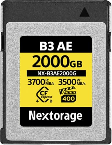 Nextorage japanische CFexpress 4.0 Typ B 2000GB speicherkarte Canon Nikon | Max Lesen 3700MB/s, Max Schreiben 3500MB/s, 8K, VPG400, Serienaufnahmen mit hoher Bildrate, Fujifilm, Panasonic, NX-B3AE2000G