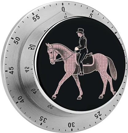 Küchentimer zum Kochen, Dressurreiter, Pferd, bedruckt, magnetisch, mechanisch, Edelstahl, Timer für Kochen, Fitness, Backaufgabe, Erinnerung