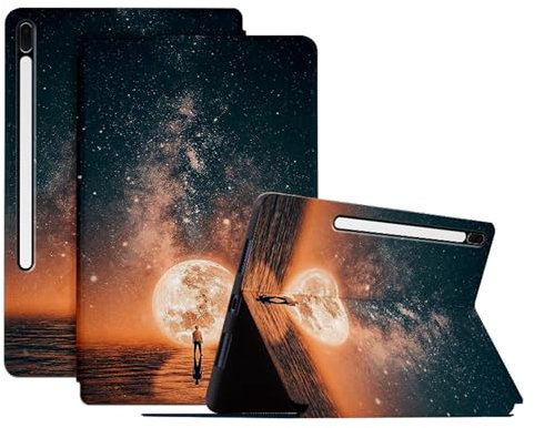 DayQiQiPu Caso per Samsung Galaxy Tab S7 FE 12,4 Pollici 2021 SM-T730/ T735/ T736 Ultrasottile con Motivo della serie Star River in pelle PU flip Custodia protettiva con Auto Sveglia/Sonno,01