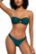 SHEKINI Damen O-Ring Schnürschuh Bandeau Bikini Set Badeanzug Rückenfrei Trägerlos Sexy Strandkleidung High Cut Zweiteiliger Bademode（XS,Pfauenblau）