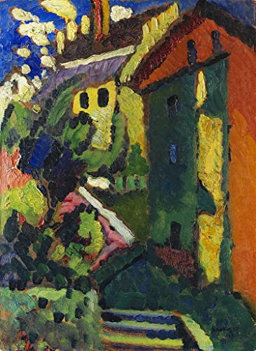 POSTERIIk Vintage Abstrakt auf Leinwand Vintage Wandbild Treppenaufgang zum Schloss Murnau. von Wassily Kandinsky Tier Poster für Wanddekoration 60x90cm