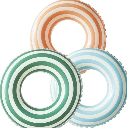 Anneau de Natation Gonflable Adulte, Anneau de Natation Bouée, Anneau de Natation Adulte, Décoration pour Fête de Piscine Plage Partie Jeux Vacances (Vert + Bleu + Orange)
