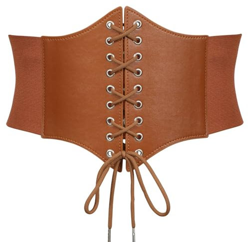 Fokroin Damenweite Korsettgürtel, Mittelalter Gürtel Damen mit Gummiband, Vintage elastischer Taillengürtel, Einstellbar Korsett Gürtel, Corset Belt mit Velcro für Kleid Mantel