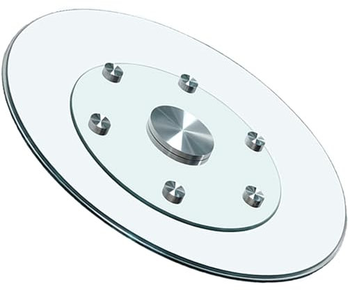 Generisch Tempered Glass Turntable 110cm - 360° Rotating Tray with Anti-Tilt Wheels for Dining Table - Sturdy and Elegant Home Dining Accessory