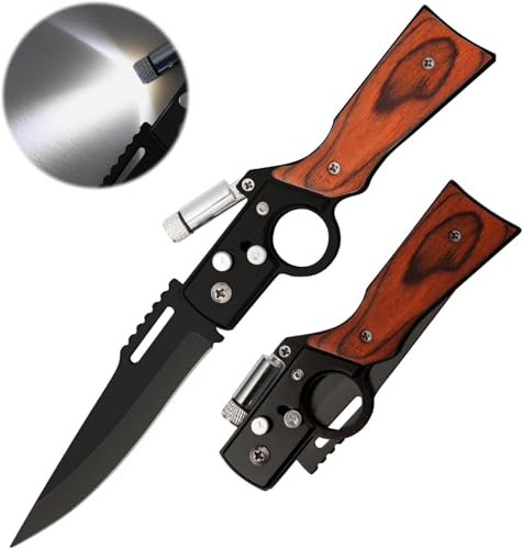 Generico Coltello pieghevole EDC AK47 Taglierina multifunzione portatile con torcia, adatto per il trasporto quotidiano e strumenti da campeggio all'aperto