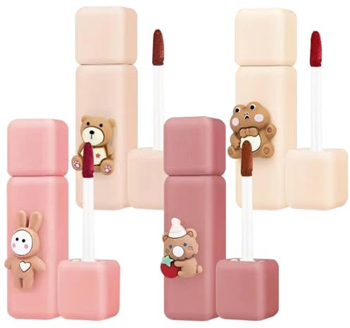 4Pcs Lip Gloss Set, Matte Velvet Lip Tint, 4 Colors Velvet Fog Muddy Texture Stain Long-Lasting, Non-Stick Cup Waterproof Lipstick for Lips and Cheeks