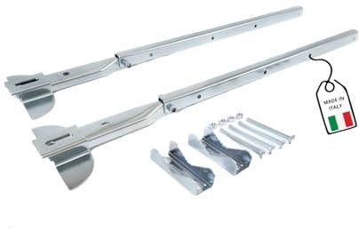 OWIJI Stendipanni Balcone Esterno Interno Stendino Acciaio Zincato Ferro Aste Pieghevoli 56 cm Attacco Universale Piastre Antitorsione Balcone Ringhiera Kit Montaggio Completo Installazione Semplice