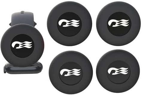 [4 Pack] Princess Ocean Medallion Watch Adapters – Silicone Cruise Holder Accessory for Carnival Medallion 2024,2025,2026, Fits Watch Bands, Also Compatible With Apple AirTag Cat Collar Holder,Black