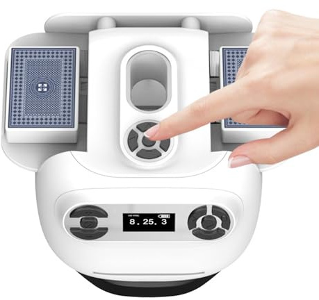 Sxhlseller Automatische Karten Mischung und Händler 360 ° Rotation, Unterstützt 8 Spieler, Wiederaufladbare Spielkarten Mischungsmaschine Programmierbar, Super Ruhig, Verschiedene
