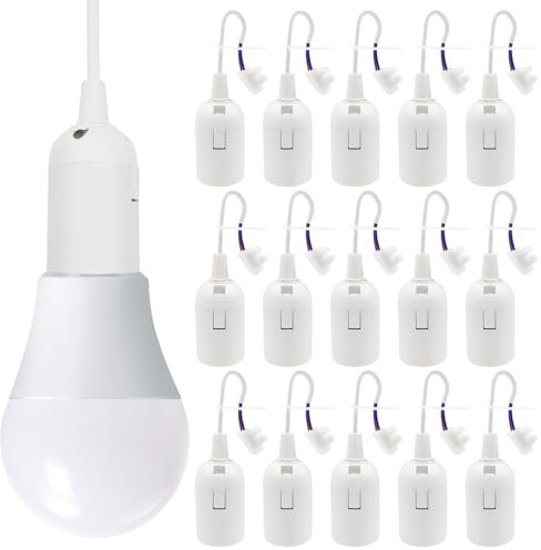 15 Stück Baufassung E27 Weiß Mit Schnellverbinder, Lampenfassung Inkl. Renovierfassung Max. 60W 250V, Baustellenfassung, LED-Baufassung, Baulampen, Bau-Lampenfassung
