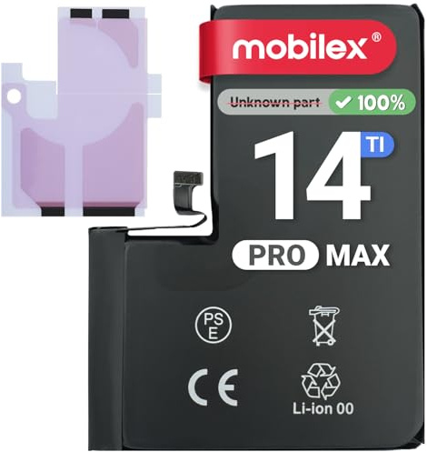 MOBILEX® Batteria per iPhone 14 Pro Max | Senza Messaggio | Chip TI | 4700mAh - OEM | Batteria Interna con Adesivo | Alta Capacità