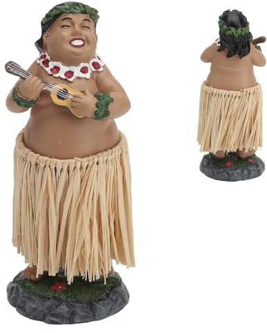 pilyero Hawaiianische Tanzfigur Armaturenbrett-Ornamente, Wackelfigur Auto, Hawaii Hula Girl Posing, Wackelkopf Figur Auto, HulaTänzerin Figurine Dekoration für Auto, Schreibtisch, Büro (Dunkelbraun)