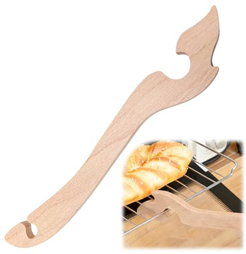 Wooden Oven Rack Puller, Oven Rack Push Pull Tool, Ov-en Puller Pusher Tool, NlsqUK Heat Resistant Kitchen Ov-en Pull Stick, Curved Handle, for Toaster Air Fryer and Kitchen Small Appliances
