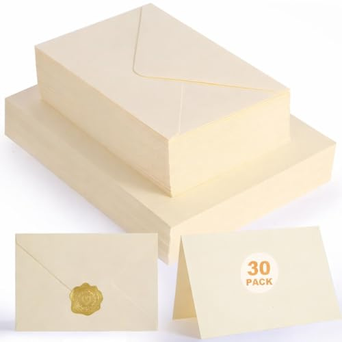30er Set Klappkarten Blanko mit Umschlag, Klappkarten DIN A6 & Umschläge C6, Blanko Karten mit Umschlag für Grußkarten, Karten zum Selbstgestalten,Einladungen,für Hochzeit Geburtstag Weihnachten Taufe