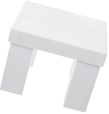 Mini Wooden Bench Photography Prop White Small Stool | Newborn Decoration Piece, Portable Design, Natural Finish and Practical Look for Photo Shoot Use