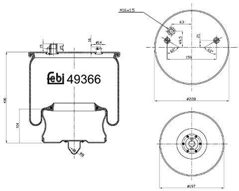 febi bilstein 49366 Luftfederbalg mit Stahlkolben , 1 Stück