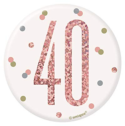 Unique 84869 Number Badge | Glittery Rosegold | 1 Pc, Rose Gold, Age 40