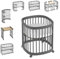 tweeto® Babybett Kinderbett 7-in-1 (Plus) | bis zu 10 Funktionen | inkl. atmungsaktiver Matratze (Graphitgrau)
