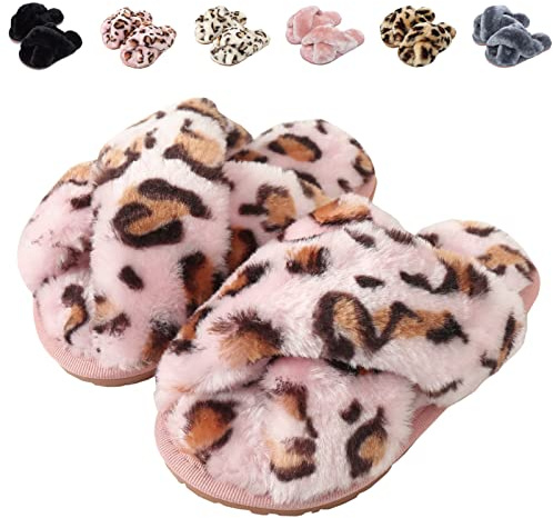 Pantofole Peluche Donna Ciabatte Invernali Pelose Bambina Scarpe da Casa Donna Comode Calde Aperta Slippers