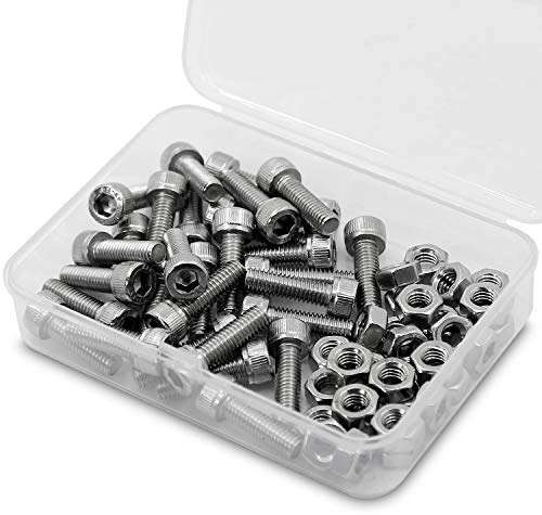 M6 * 16mm 40 piezas Caja de combinación de tuercas y pernos Allen 304 Pernos Allen de acero inoxidable