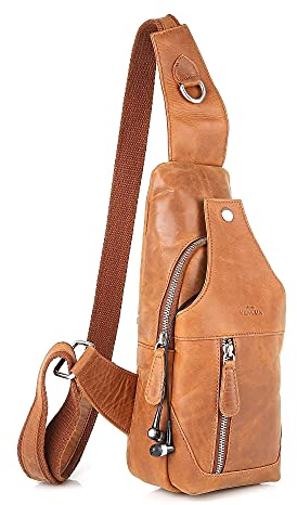 Marco VENEZIA Danny Umhängetasche Cross-Body-Bag Vintage 14x32x9cm Brusttasche für Herren Cognac