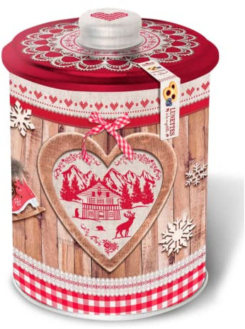 DV France | Runde Metalldose Winterkekse Shortbread Galettes Fior di Sale - 264 Gr | Kekse aus Metalldose | Kekse mit gesalzener Butter
