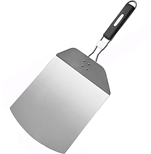 Folding Pizza Peel Stainless Steel Spatula Long Handle Pizza Turning Peel Super Smooth Pizza Paddle Non-Stick Blade 63.5×24.2cm