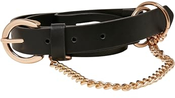Urban Classics Unisex Synthetic Leather Belt with Chain Belt, Black/Gold, L/XL