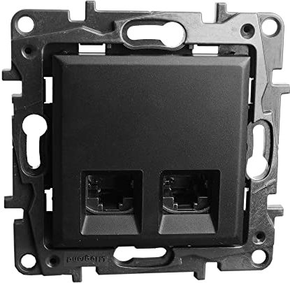 Niloe Prise d'ordinateur 2 prises RJ45 CAT5e FTP Noir