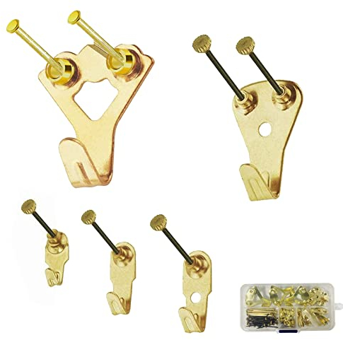 Bilderhaken, Schwerlast Bildaufhänger Set mit Schwarzen Kupferkappennägeln, 5 Größen 10-100 lbs für Rahmen Spiegel Gemälde und Dekoration 25-Teiliges Set
