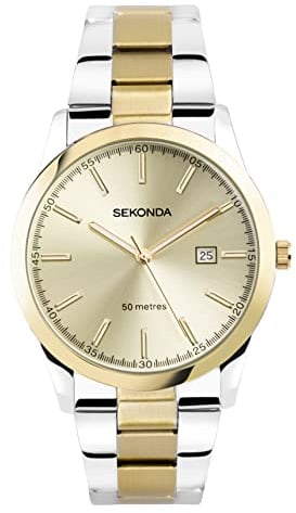 Sekonda Colour Pop Mens 44mm Quartz Watch in Champagne with Analogue Date Display, and Two Tone Stainless Steel Strap 1997.