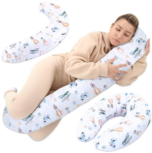 Totsy Baby Stillkissen XXL Seitenschläferkissen Schwangerschaftskissen Lagerungskissen - Baumwolle Pregnancy Pillow Erwachsene - 190 cm Luftballons