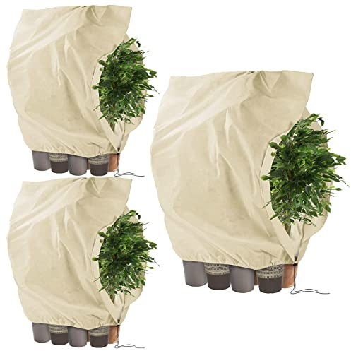 Tesmotor Winterschutz Pflanzen, Winterschutz Kübelpflanzensack Frostschutz Schutzhaube mit Zugband 3Pack - 200 x 240CM