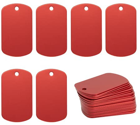 Aluminiumgravur Rohlinge Aluminium Rechteck Blank Tags Stanzen Rohlinge Gravur Rohlinge Hundemarke 25 Pack (Rot)