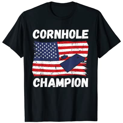 Cornhole Trophy Champion Lustiger Sitzsack Cornhole Spielerflagge T-Shirt
